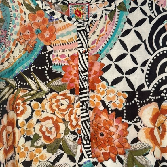 Johnny Was Sunlight Habitai Printed Tunic Top Blouse Multicolor Button Up Small - Picture 6 of 11